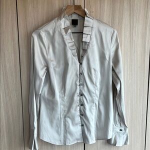 Saks Fifth Avenue Silver Satin Blouse
